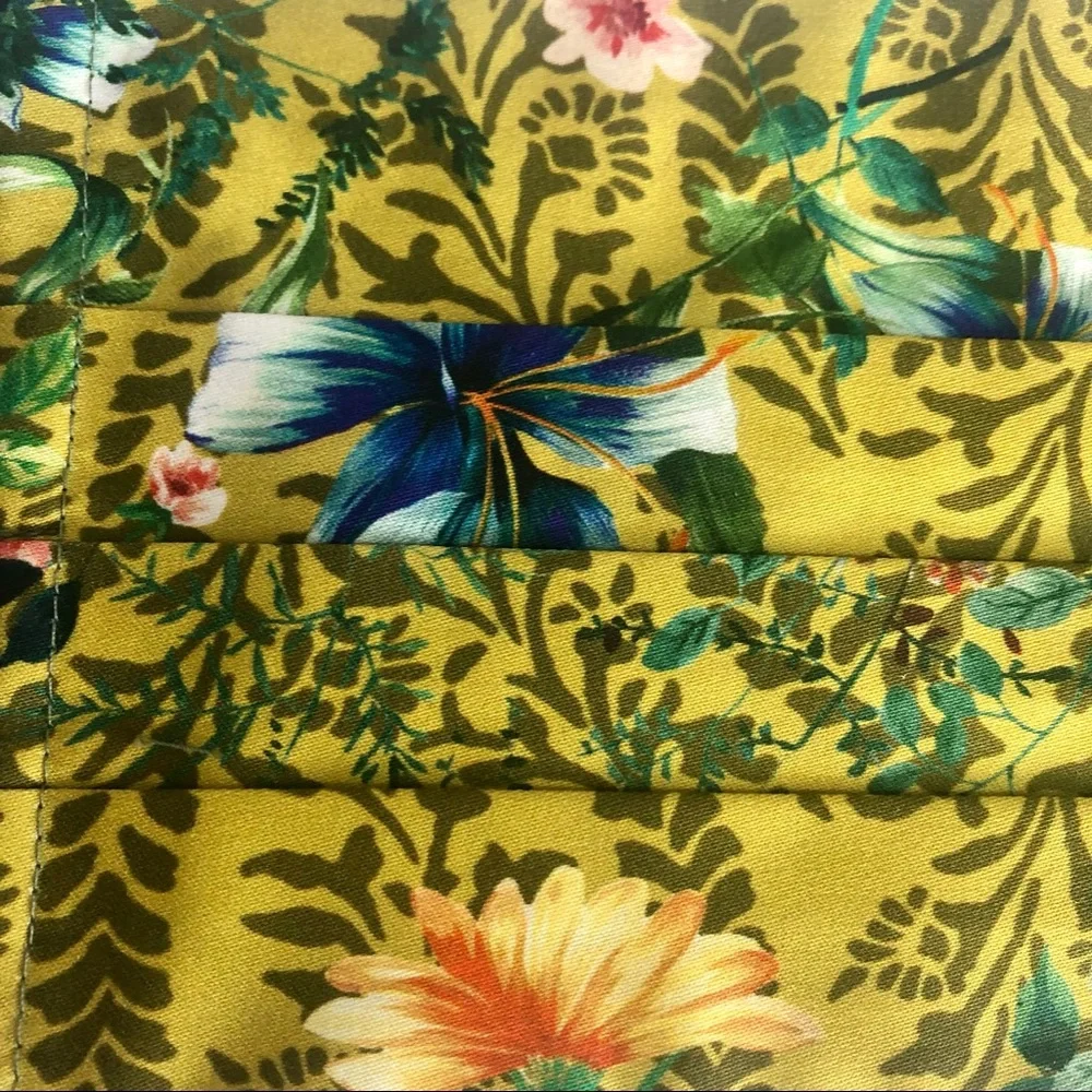 Johnny Was Cotton Pleated Face Mask Floral Print